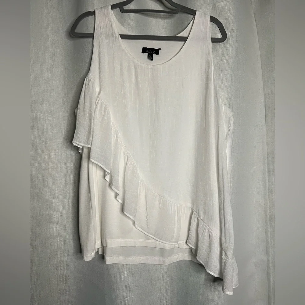 ALYX White Asymmetrical Layered Sleeveless Blouse XXL - Picture 9 of 9